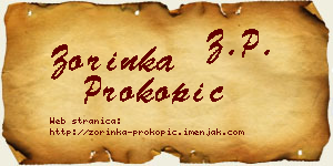 Zorinka Prokopić vizit kartica